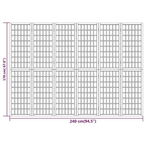 6-panels rumdeler 240x170 cm foldbar japansk stil hvid