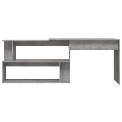 Hjørneskrivebord 200x50x76 cm konstrueret træ grå sonoma-eg