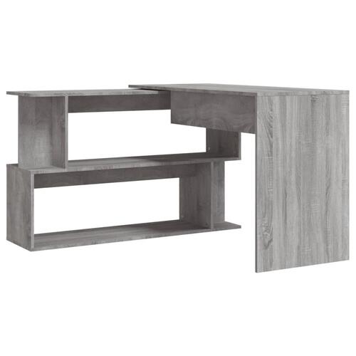 Hjørneskrivebord 200x50x76 cm konstrueret træ grå sonoma-eg