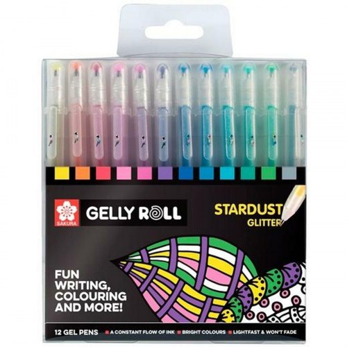 Talens Sakura Gelly Roll Stardust Glitter - sæt med 12 gelpenne, multifarvet