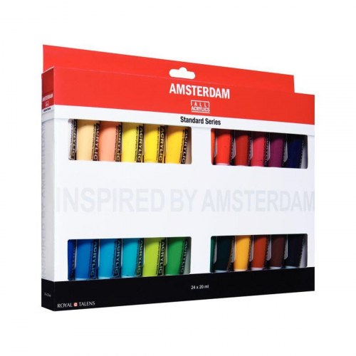 Talens Amsterdam akrylmaling - sæt med 24 farver, 20 ml