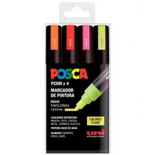 POSCA PC-5M Fluor markersæt - Multifarvet (4 stk)