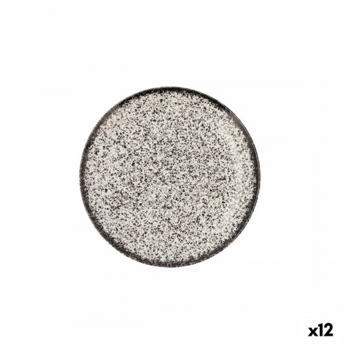Ariane Rock flad middagstallerken, sort keramik Ø 21 cm - 12 stk.