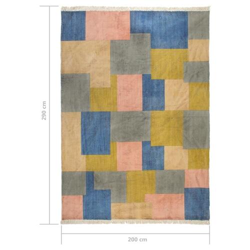 Håndvævet kelim-gulvtæppe 200x290 cm bomuld print flerfarvet