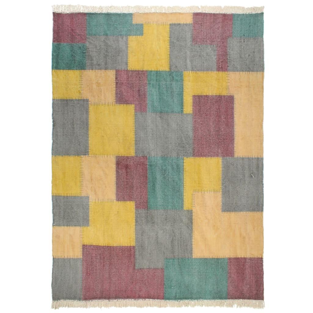 Håndvævet kelim-gulvtæppe 200x290 cm bomuld print flerfarvet