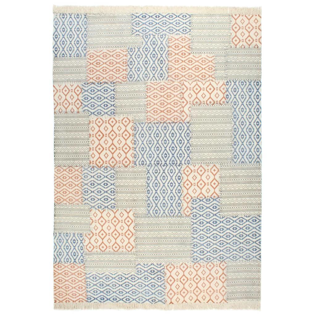 Håndvævet kelim-gulvtæppe 200x290 cm bomuld print flerfarvet