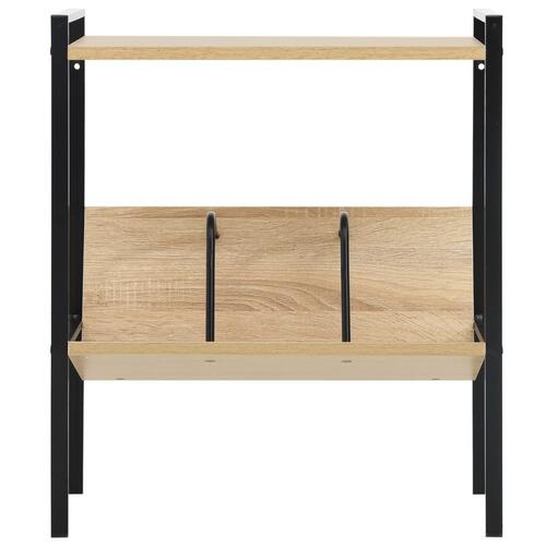 Bogreol med 2 hylder 52x28x59 cm konstrueret træ sort og egetræ