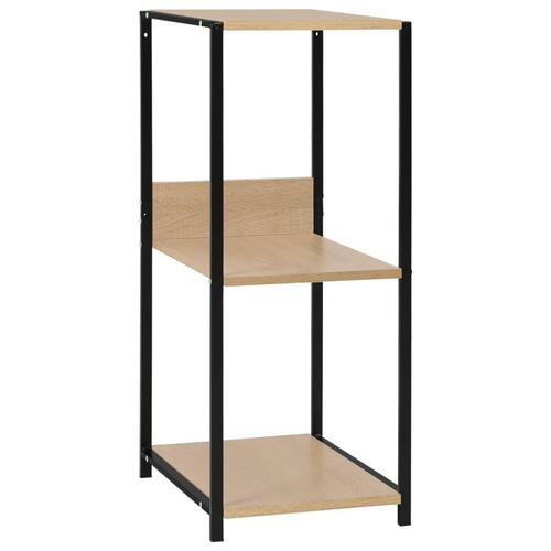 Bogreol 33,5x39,6x79,7 cm konstrueret træ sort og egetræsfarve