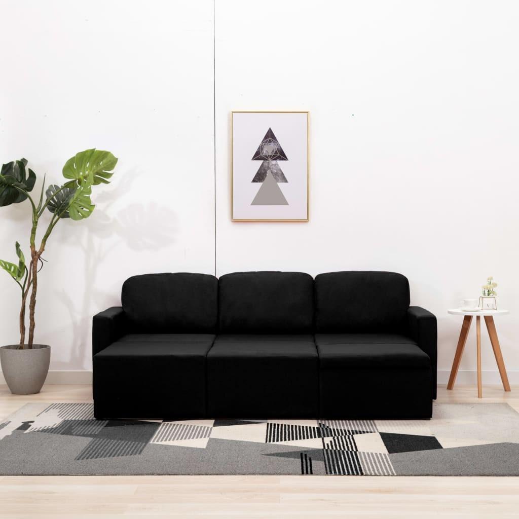 3-personers sovesofa modulær stof sort
