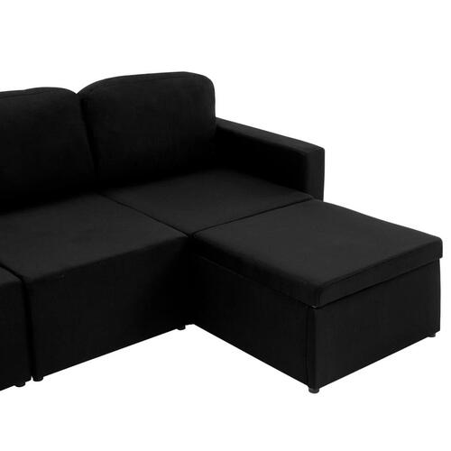 3-personers sovesofa modulær stof sort