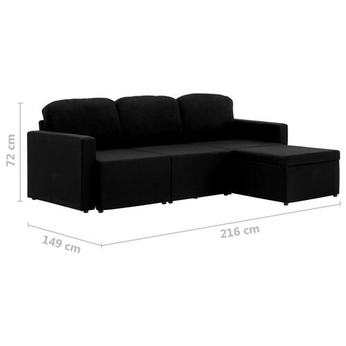 3-personers sovesofa modulær stof sort