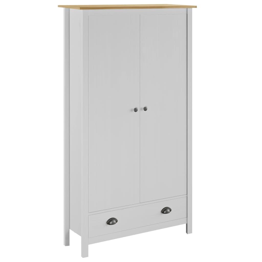 Klædeskab Med 2 Låger Hill 89x50x170 Cm Massivt Fyrretræ Hvid