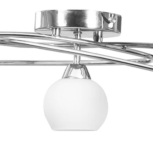 Loftlampe med runde keramiske lampeskærme til 5 G9-pærer hvid