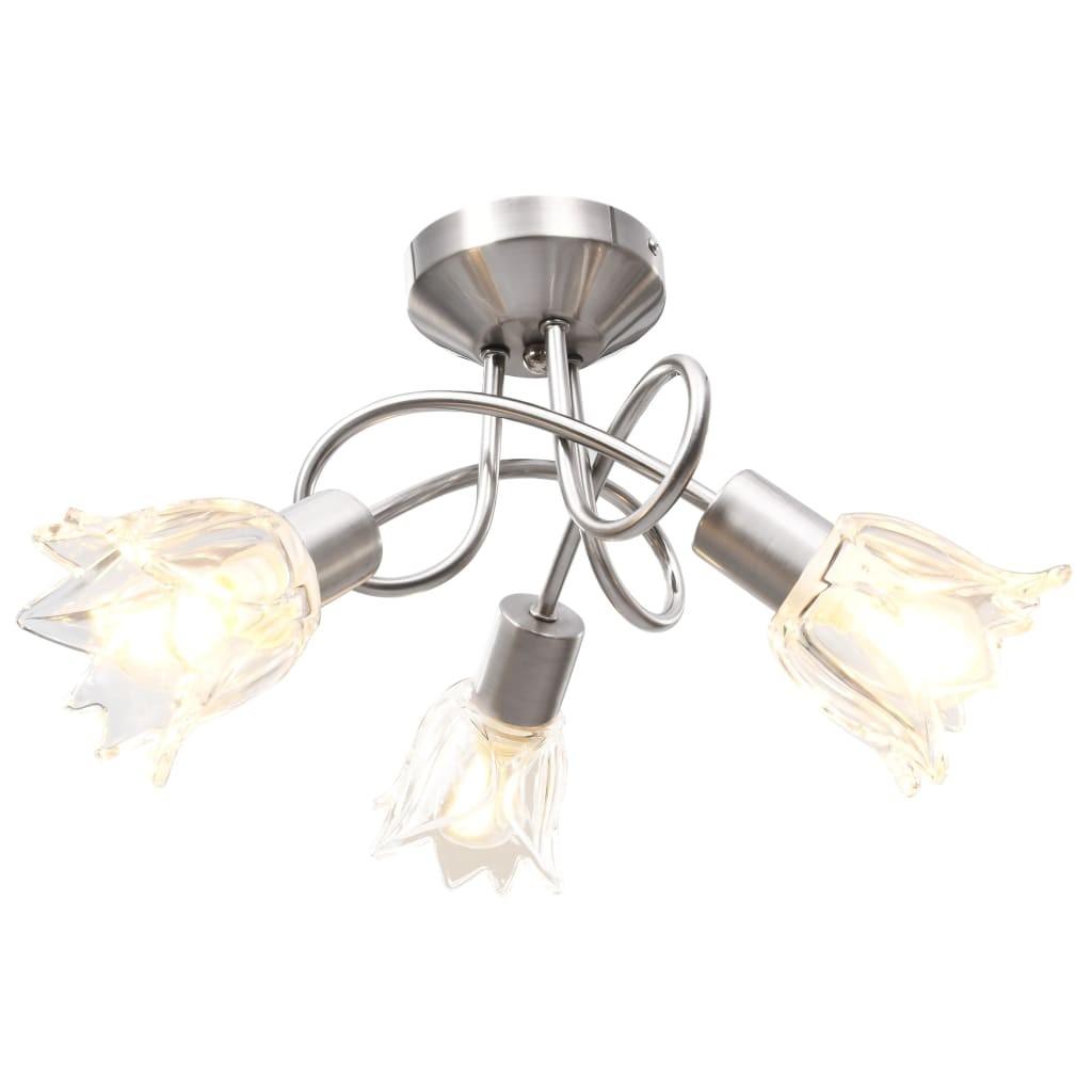 Loftlampe transparente glasskærme til 3 E14-pærer tulipanform