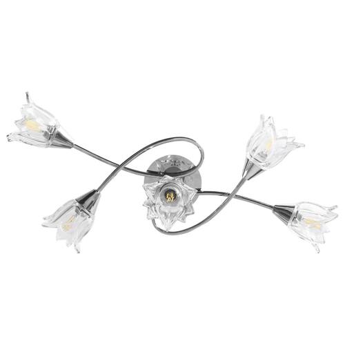 Loftlampe transparente glasskærme til 5 E14-pærer tulipanform
