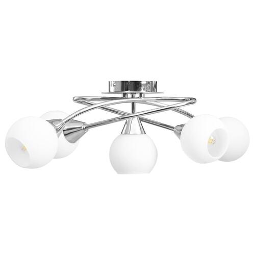 Loftlampe med keramiske lampeskærme til 5 E14-pærer hvid