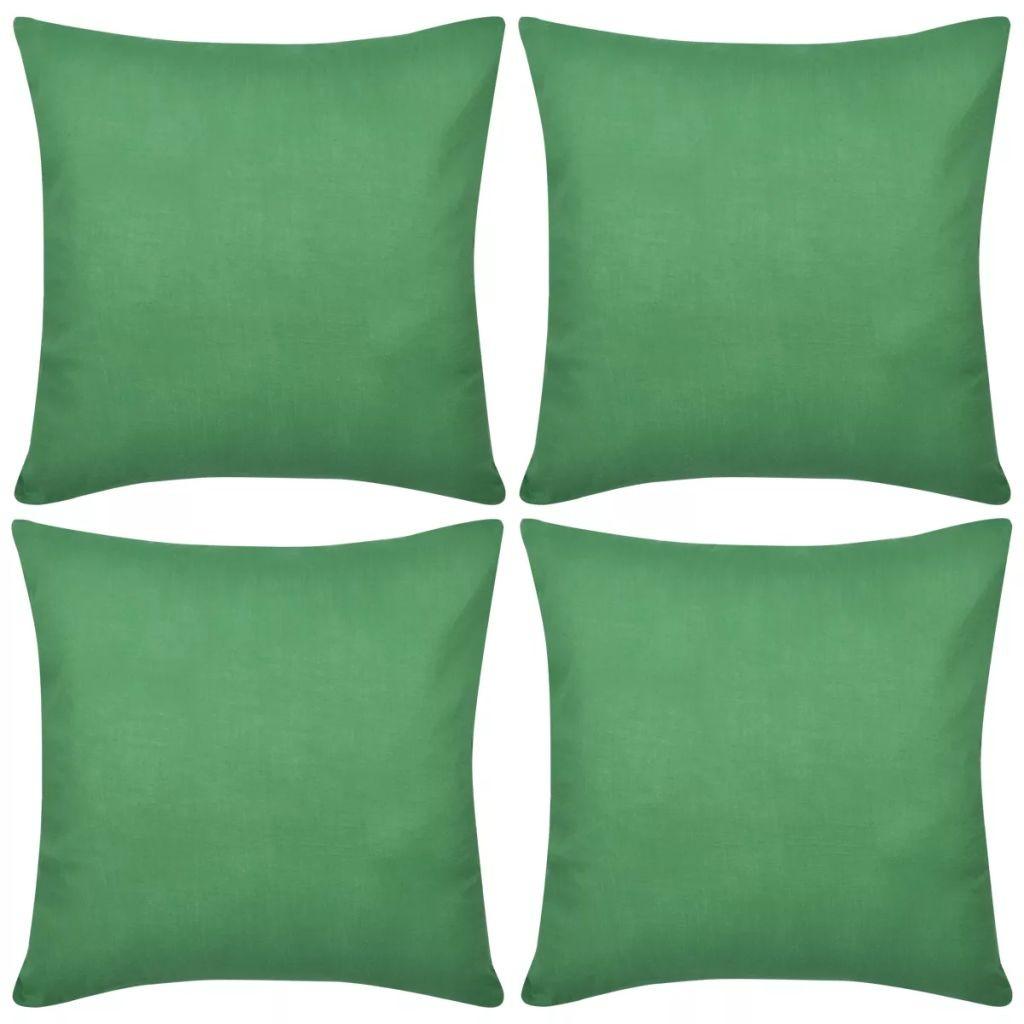 4 grønne pudebetræk i bomuld 50 x 50 cm