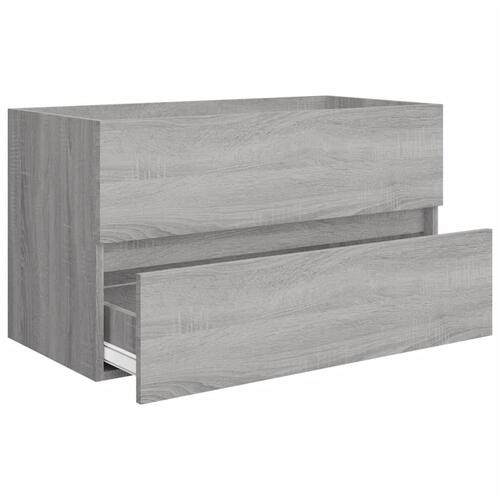 Møbelsæt til badeværelse 2 dele konstrueret træ grå sonoma-eg