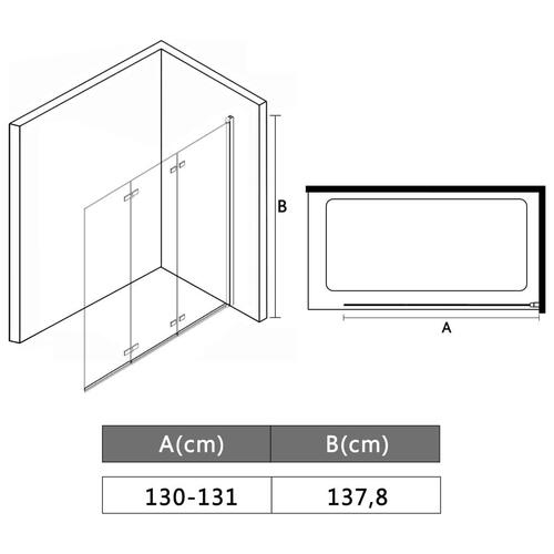 Foldbar brusekabine 3 paneler ESG 130x138 cm