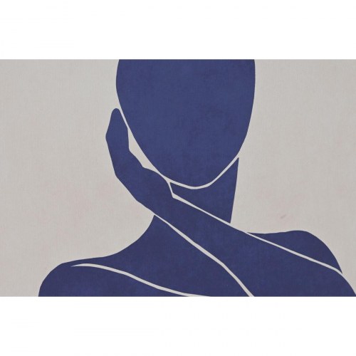 Lærredsmaleri - moderne dame, blå/sort/beige, 60 × 4 × 80 cm