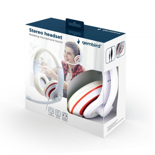 Gaming headset med mikrofon GEMBIRD MHS-03-WTRD - hvid