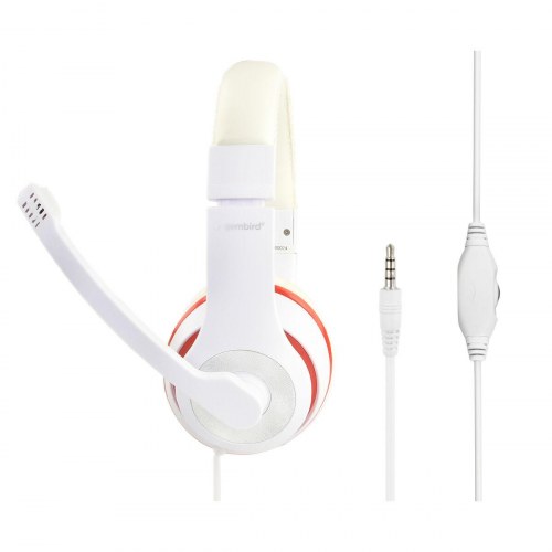 Gaming headset med mikrofon GEMBIRD MHS-03-WTRD - hvid