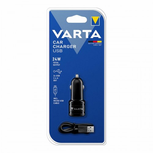 Varta biloplader 24 W - 2x USB med Micro USB-kabel (57931)