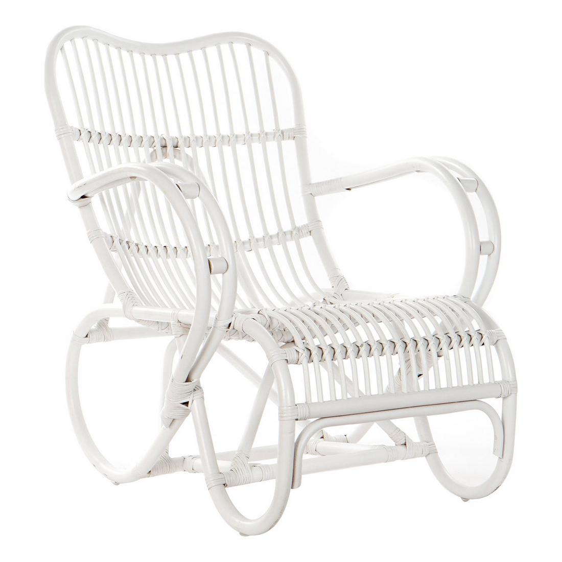Lænestol 75 X 85 X 85 Cm Hvid Rattan