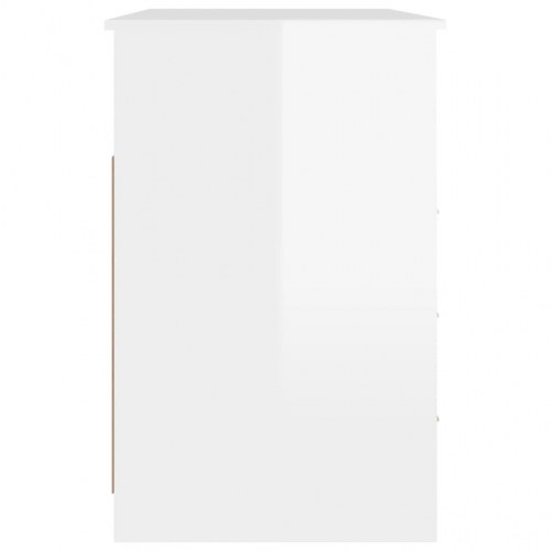 Skrivebord m. skuffe 102x50x76 cm konstrueret træ hvid højglans