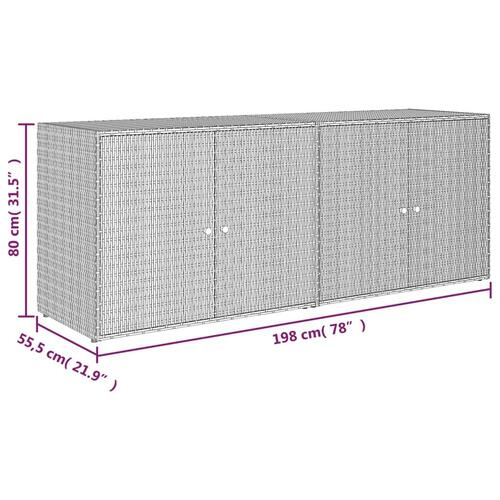 Opbevaringsskab til haven 198x55,5x80 cm polyrattan sort