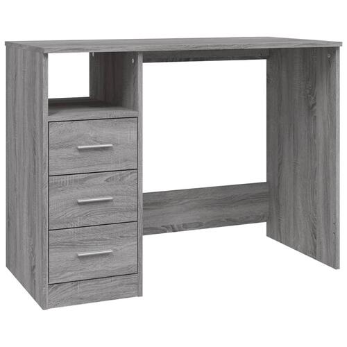 Skrivebord m. skuffer 102x50x76cm konstrueret træ grå sonoma-eg
