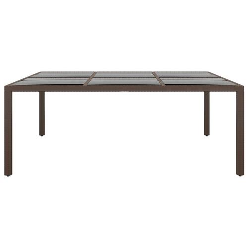 Havebord med glasplade 200x150x75 cm rattan brun