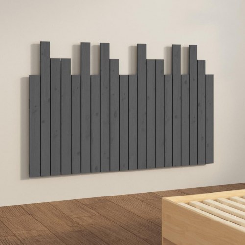 Sengegavl i massivt fyrretræ 127,5 x 3 x 80 cm - grå