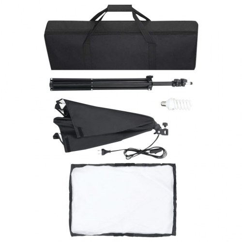 Fotostudiesæt med softbox-lamper og baggrund