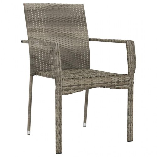 Havestole med hynder 2 stk. polyrattan grå