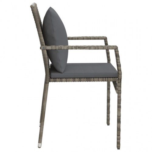 Havestole med hynder 2 stk. polyrattan grå