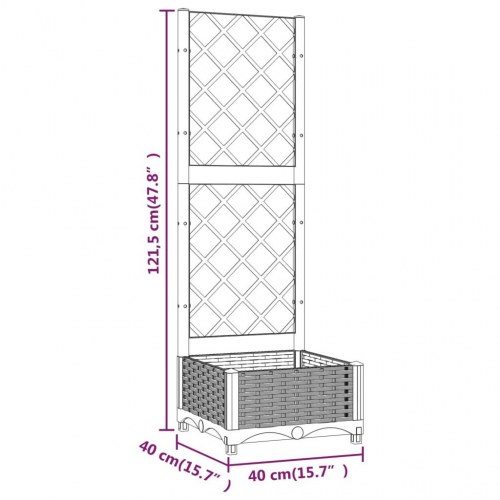 Plantekasse med espalier 40x40x121,5 cm PP lysegrå