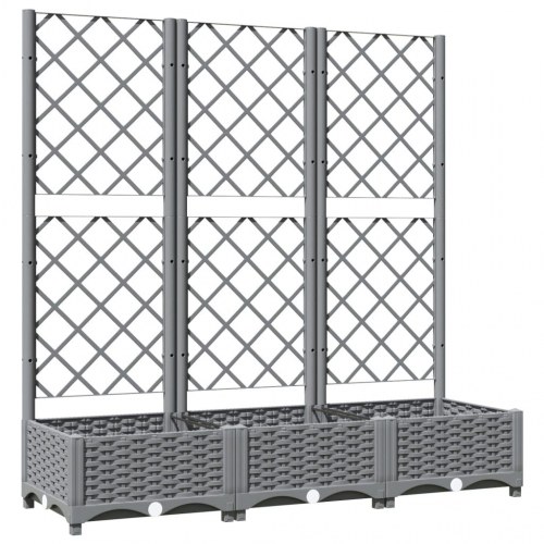 Plantekasse med espalier 120×40×121,5 cm - PP, lysegrå