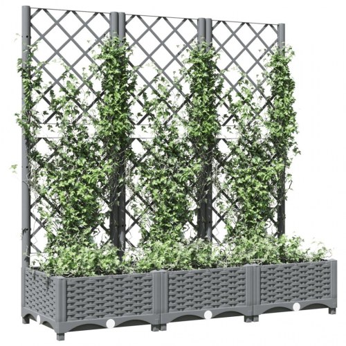Plantekasse med espalier 120×40×121,5 cm - PP, lysegrå