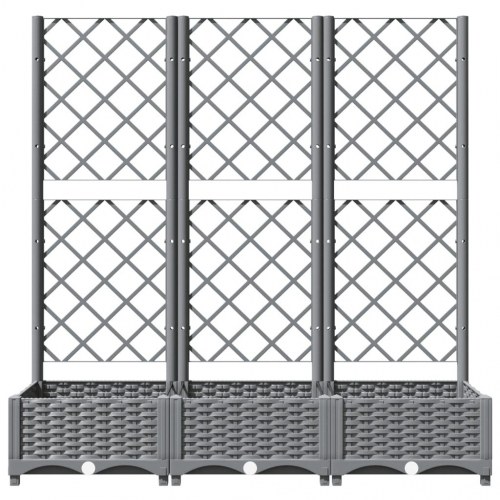 Plantekasse med espalier 120×40×121,5 cm - PP, lysegrå
