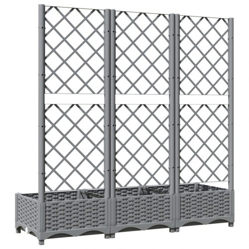 Plantekasse med espalier 120×40×121,5 cm - PP, lysegrå