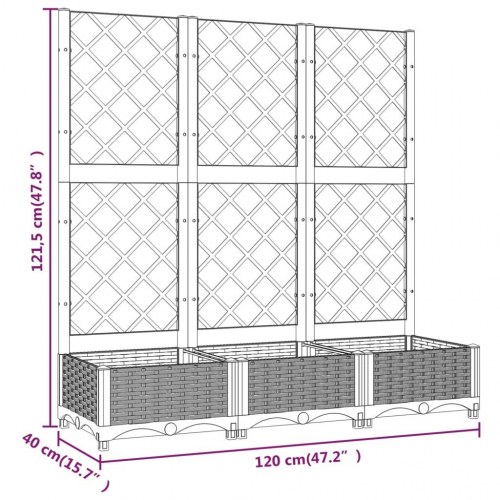 Plantekasse med espalier 120×40×121,5 cm - PP, lysegrå