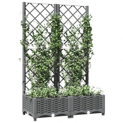 Plantekasse med espalier 80×40×121,5 cm - PP, lysegrå