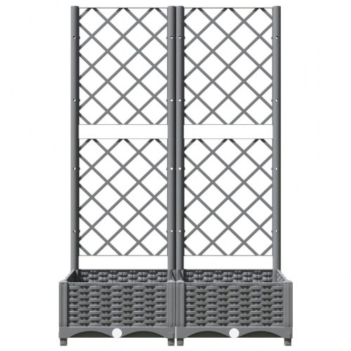 Plantekasse med espalier 80×40×121,5 cm - PP, lysegrå