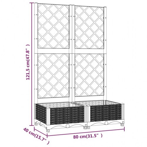 Plantekasse med espalier 80×40×121,5 cm - PP, lysegrå