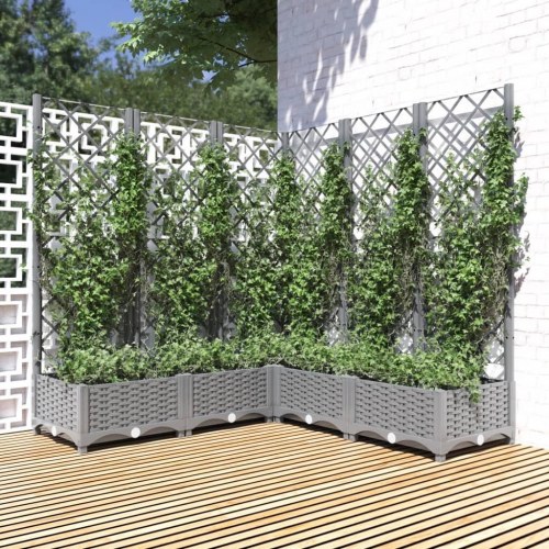 Plantekasse med espalier 120 × 120 × 121,5 cm - PP, lysegrå
