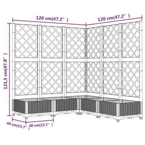 Plantekasse med espalier 120 × 120 × 121,5 cm - PP, lysegrå