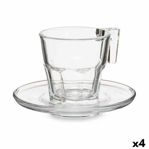Sæt med 6 kopper og underkopper Casablanca Gennemsigtig Glas 4 enheder (70 ml)