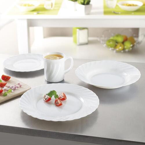 Fad Luminarc Trianon Hvid Glas (Ø 35 cm) (6 enheder)