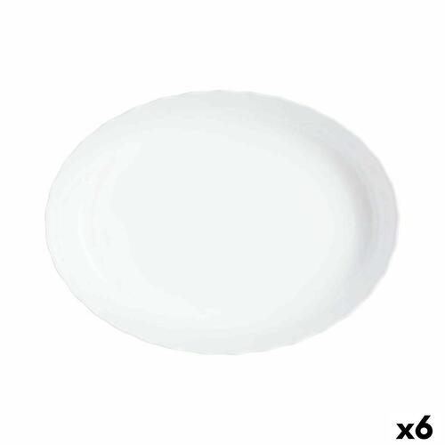 Fad Luminarc Trianon Oval Hvid Glas 31 x 24 cm (6 enheder)